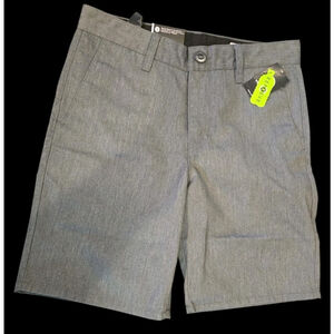 Volcom Frickin Chino Shorts Size 28 Youth Gray Modern Flat Front NWT (D48)